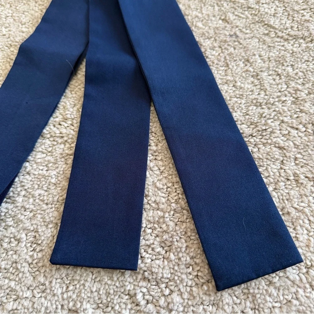 Vintage Blue Thin Slinky Scarf Ascot Necktie Bow Foulard Cravat Y2K Secretary